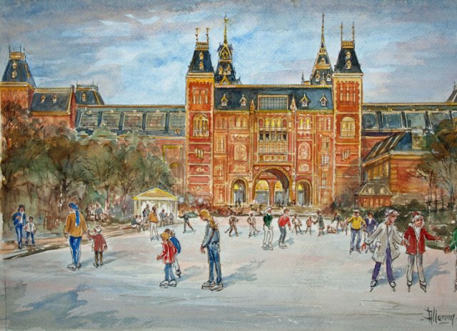 Museumplein met ijsbaan